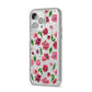 Pink Floral iPhone 14 Pro Max Glitter Tough Case Silver Angled Image