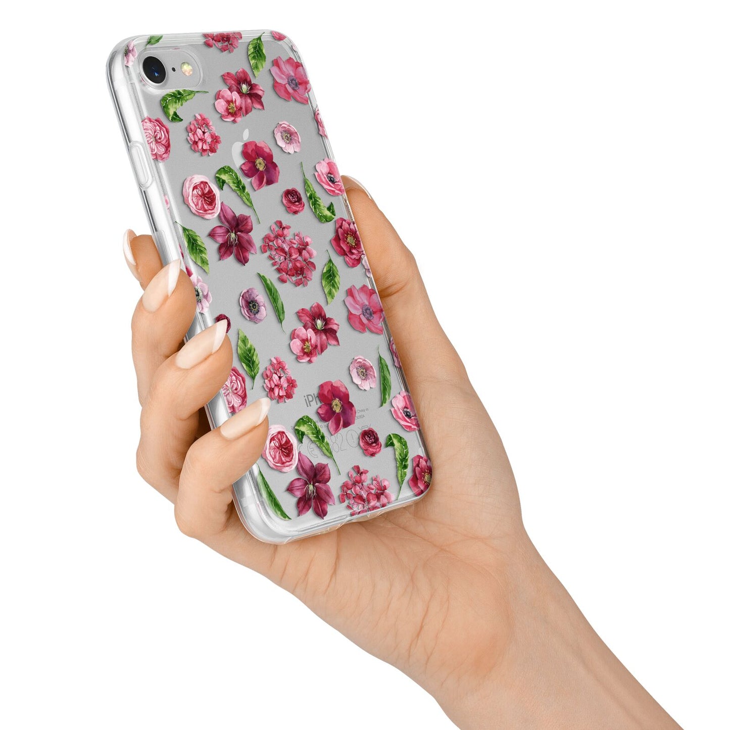 Pink Floral iPhone 7 Bumper Case on Silver iPhone Alternative Image