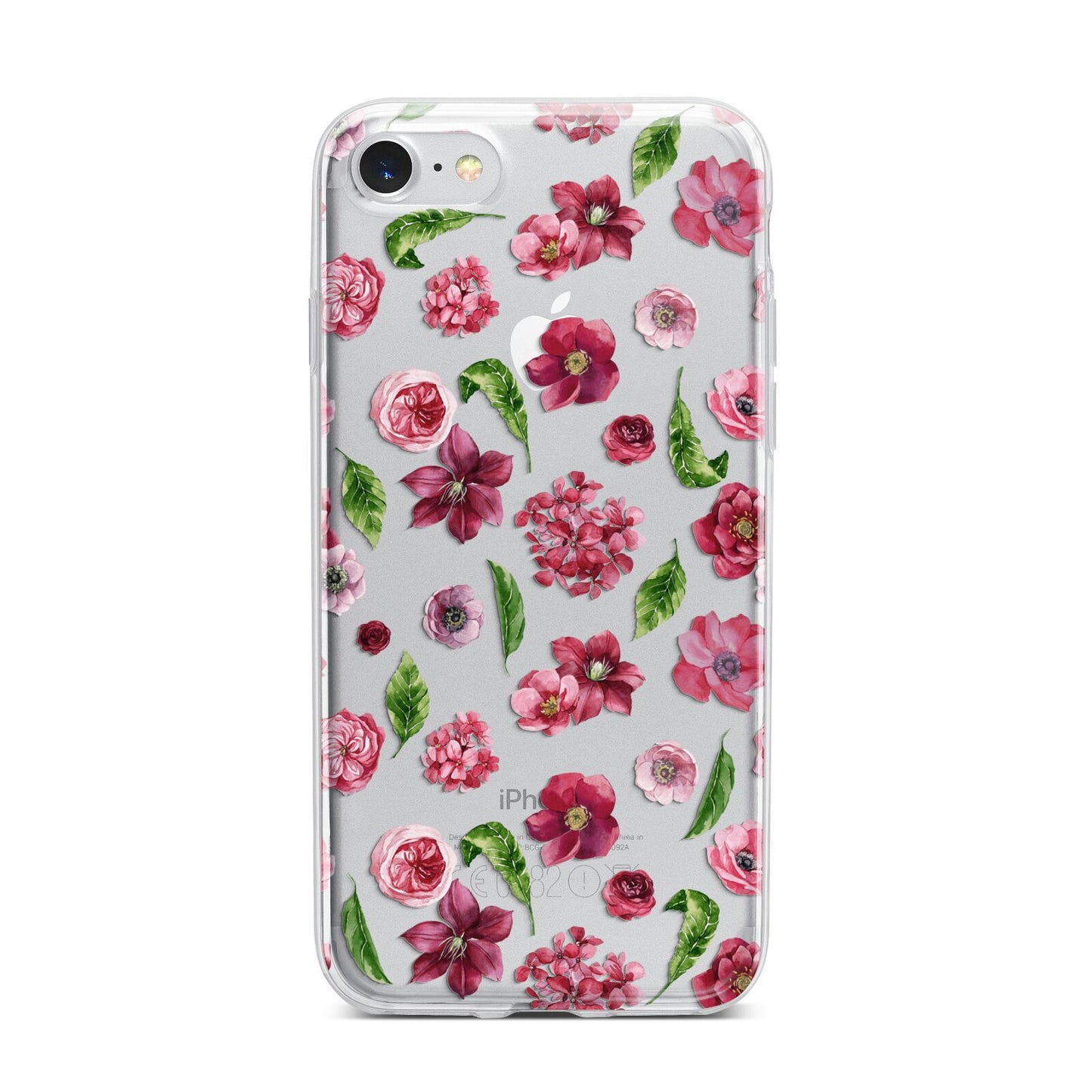 Pink Floral iPhone 7 Bumper Case on Silver iPhone