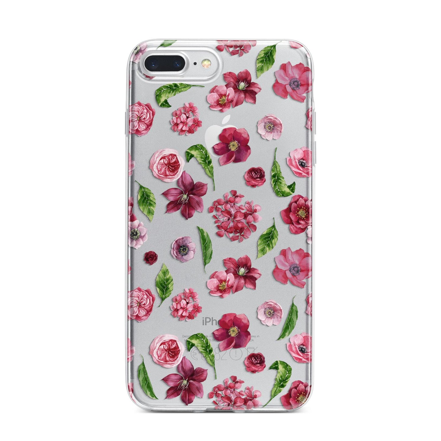 Pink Floral iPhone 7 Plus Bumper Case on Silver iPhone
