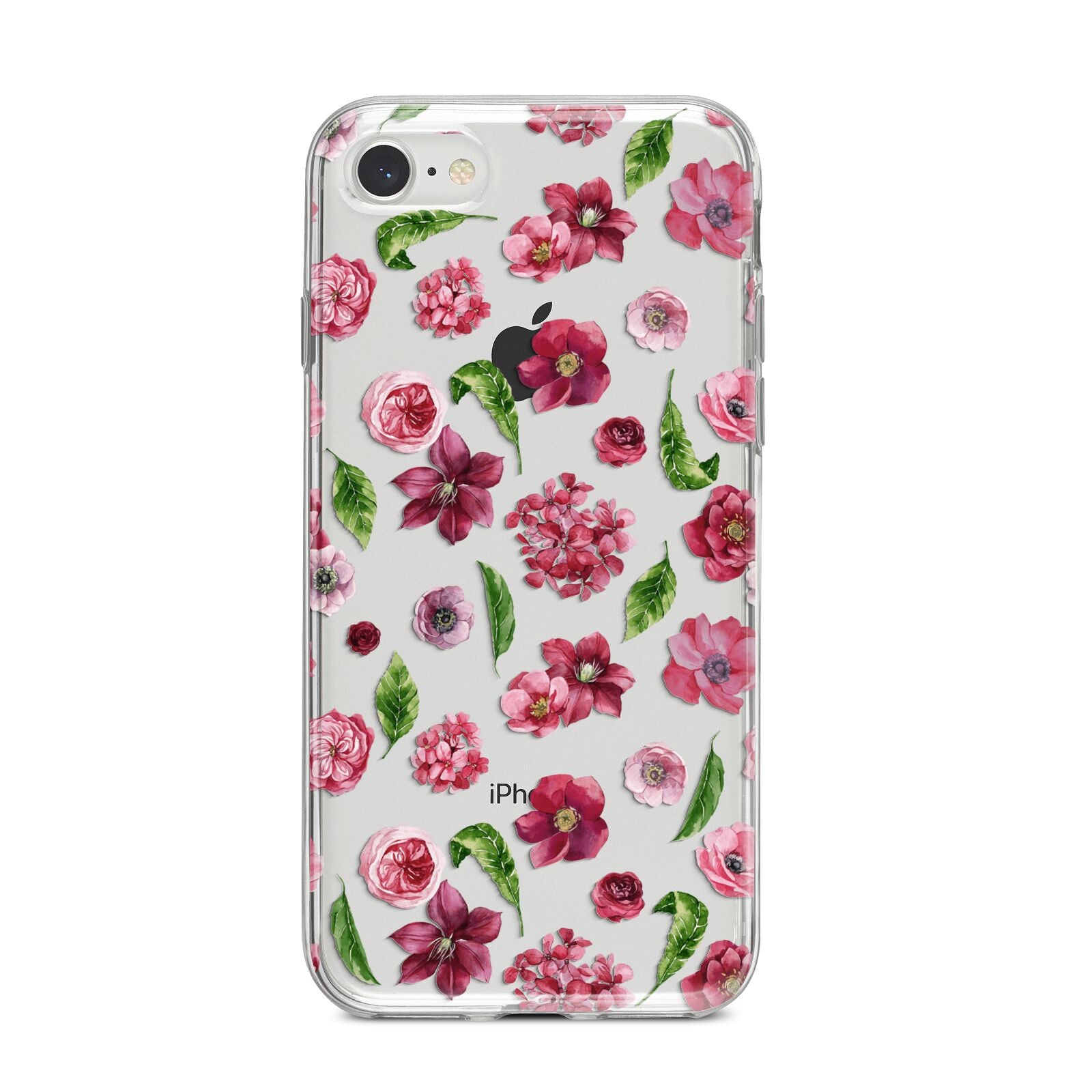 Pink Floral iPhone 8 Bumper Case on Silver iPhone