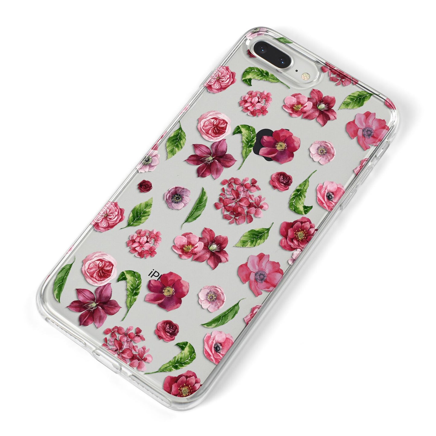 Pink Floral iPhone 8 Plus Bumper Case on Silver iPhone Alternative Image