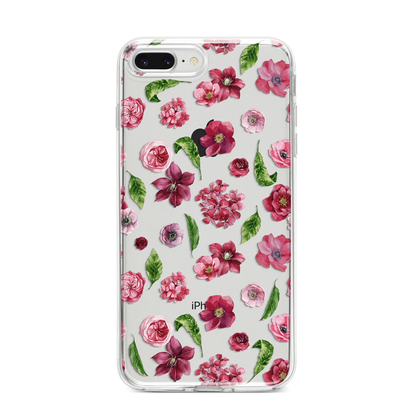 Pink Floral iPhone 8 Plus Bumper Case on Silver iPhone