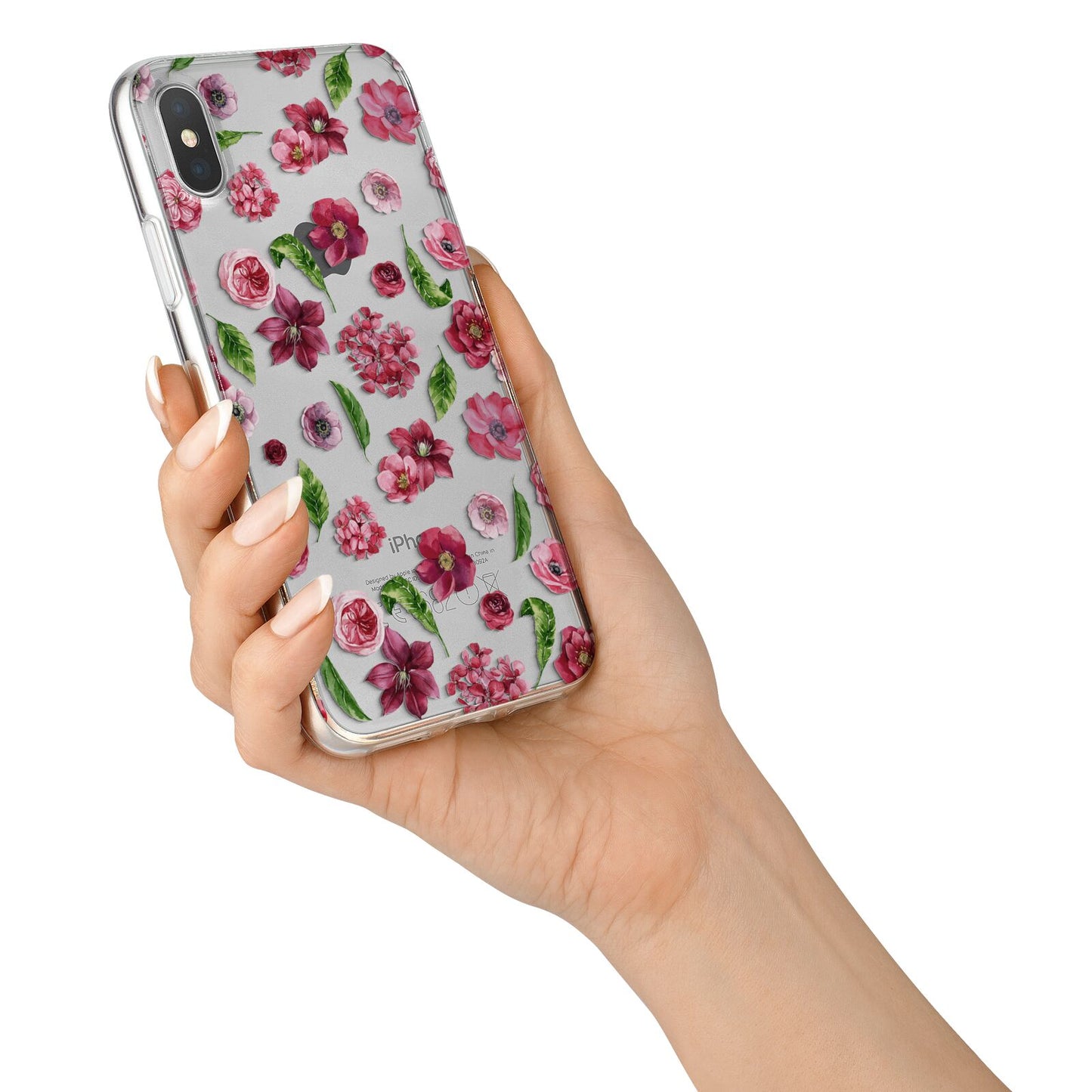 Pink Floral iPhone X Bumper Case on Silver iPhone Alternative Image 2