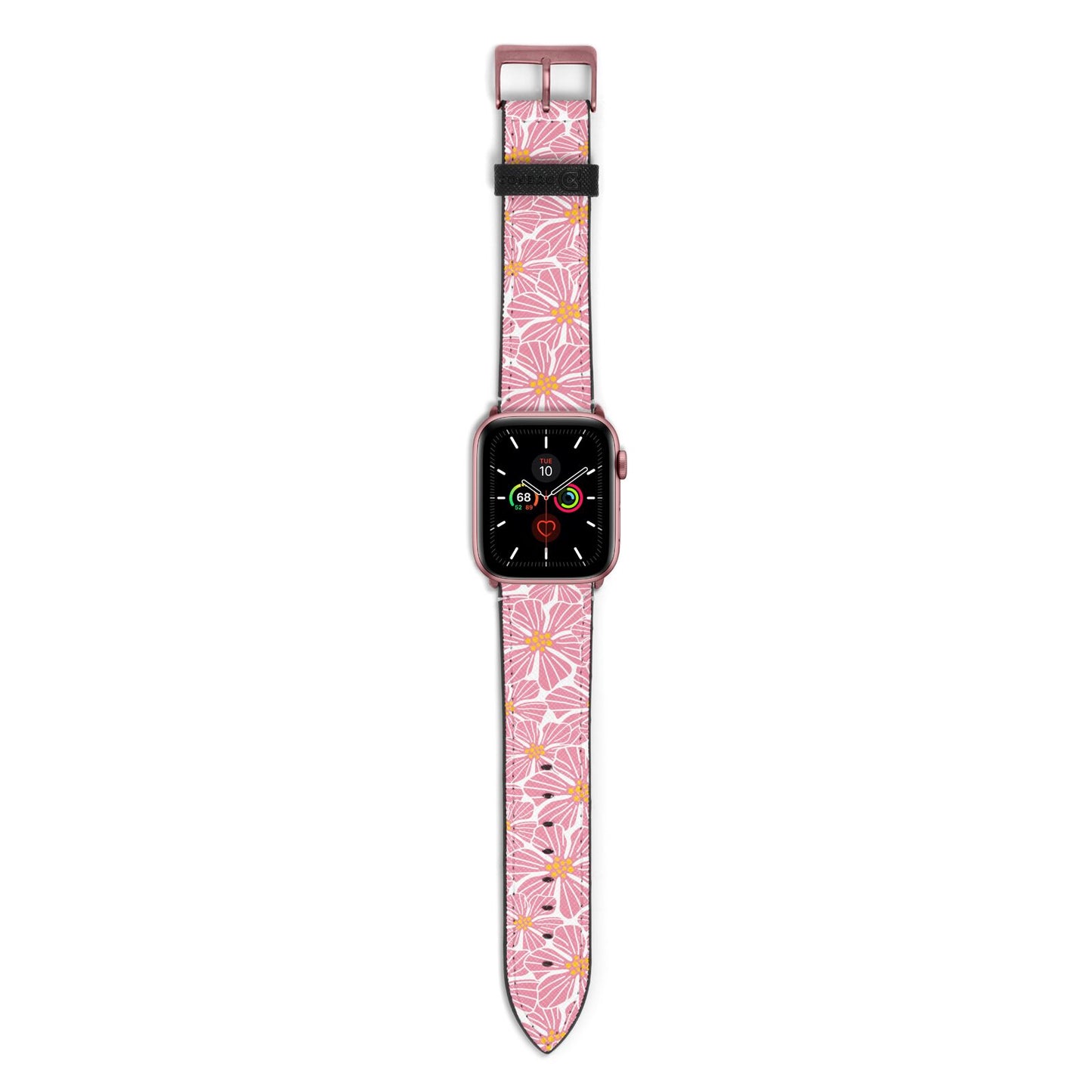 Pink Flowers Apple Watch Strap with Rose Gold Hardware
