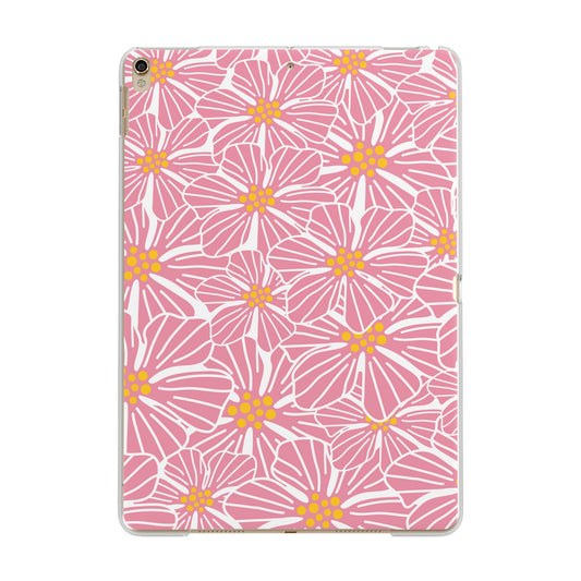 Pink Flowers Apple iPad Gold Case