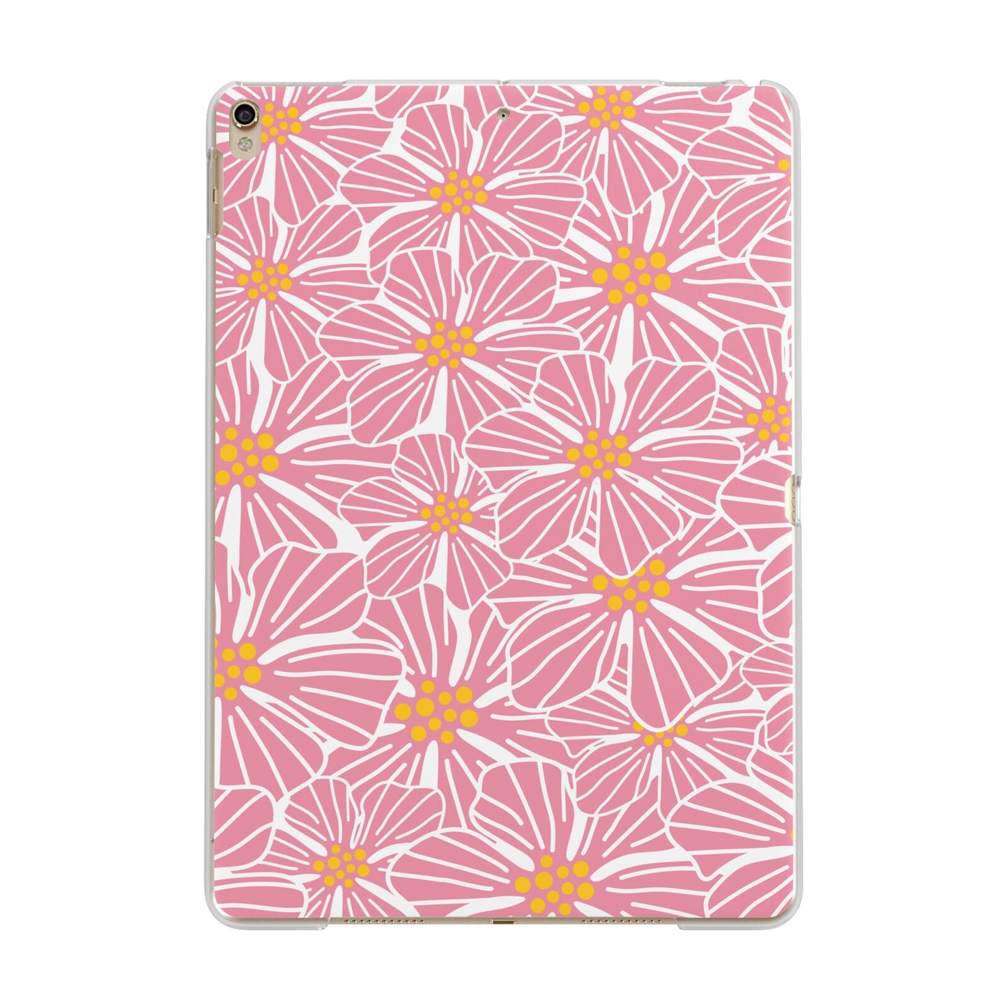 Pink Flowers Apple iPad Gold Case