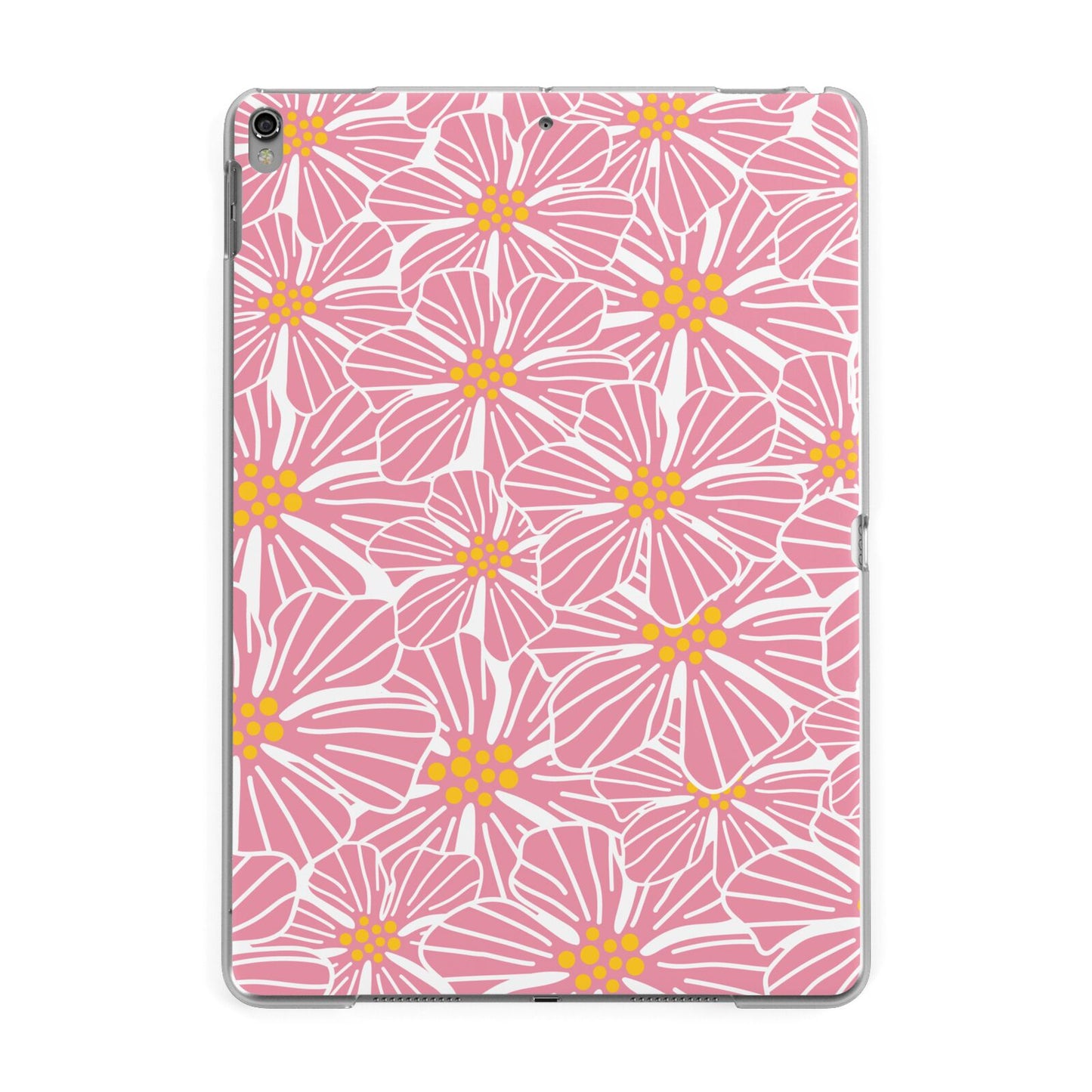 Pink Flowers Apple iPad Grey Case