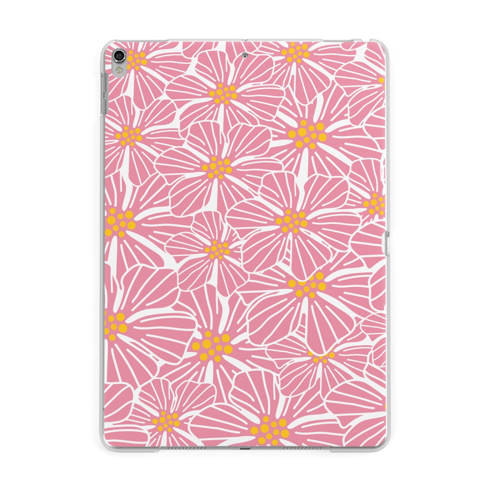 Pink Flowers Apple iPad Silver Case