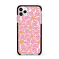 Pink Flowers Apple iPhone 11 Pro Max in Silver with Black Impact Case