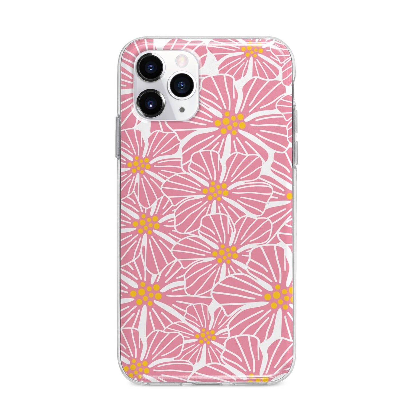 Pink Flowers Apple iPhone 11 Pro Max in Silver with Bumper Case