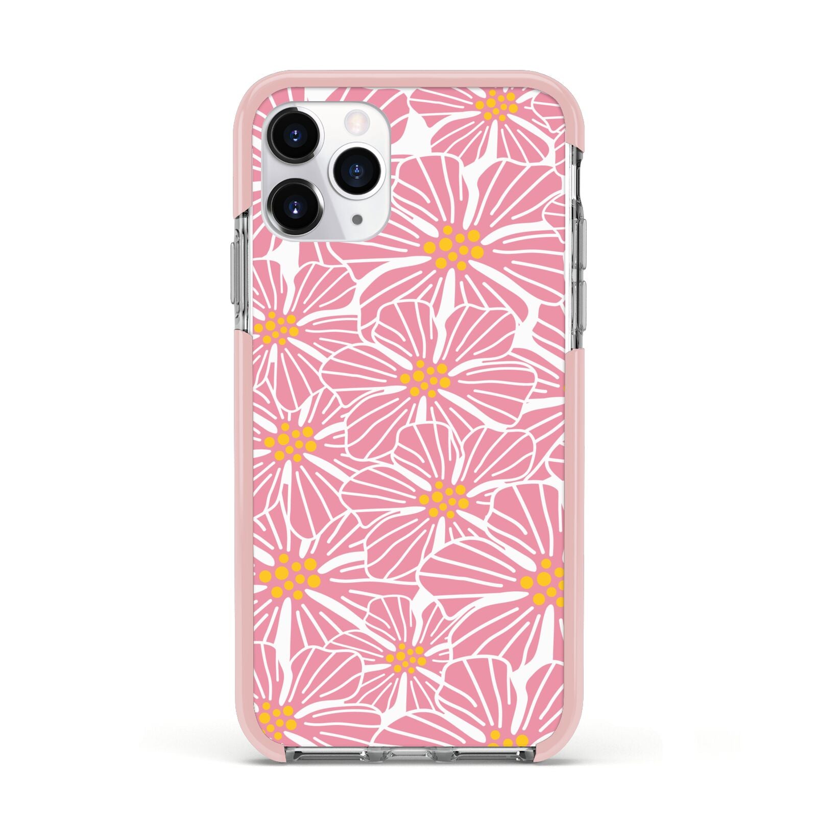Pink Flowers Apple iPhone 11 Pro in Silver with Pink Impact Case