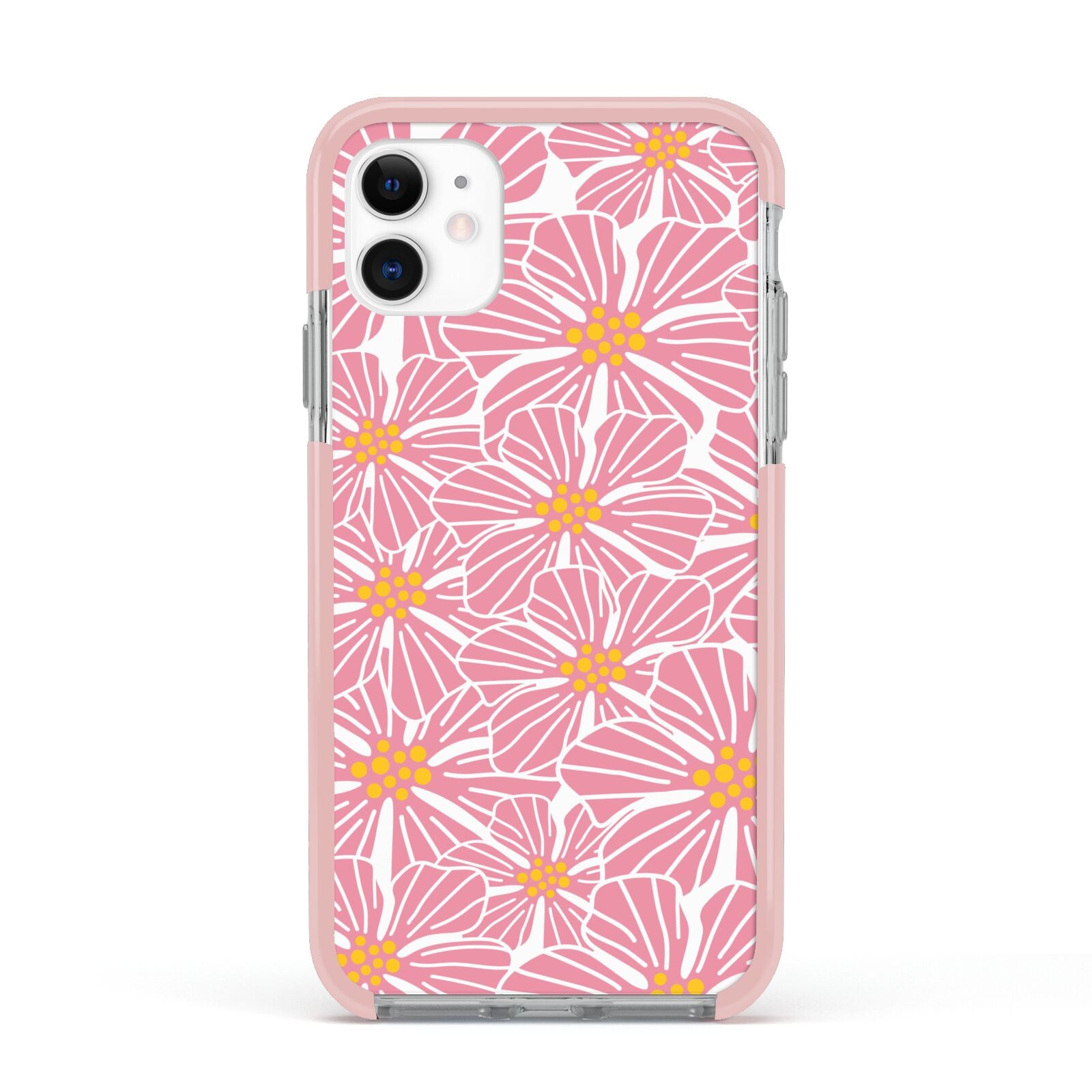 Pink Flowers Apple iPhone 11 in White with Pink Impact Case