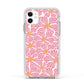 Pink Flowers Apple iPhone 11 in White with White Impact Case
