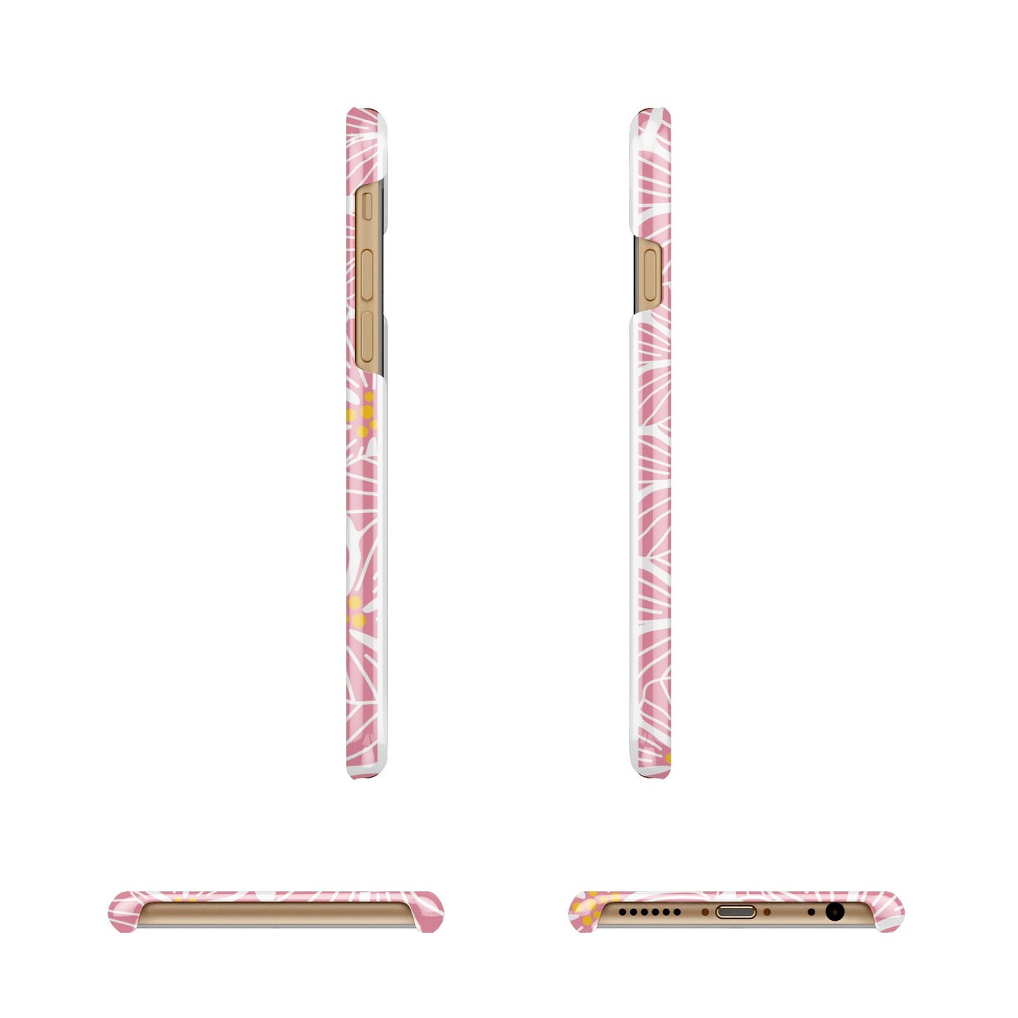 Pink Flowers Apple iPhone 6 3D Wrap Snap Case Angled Images