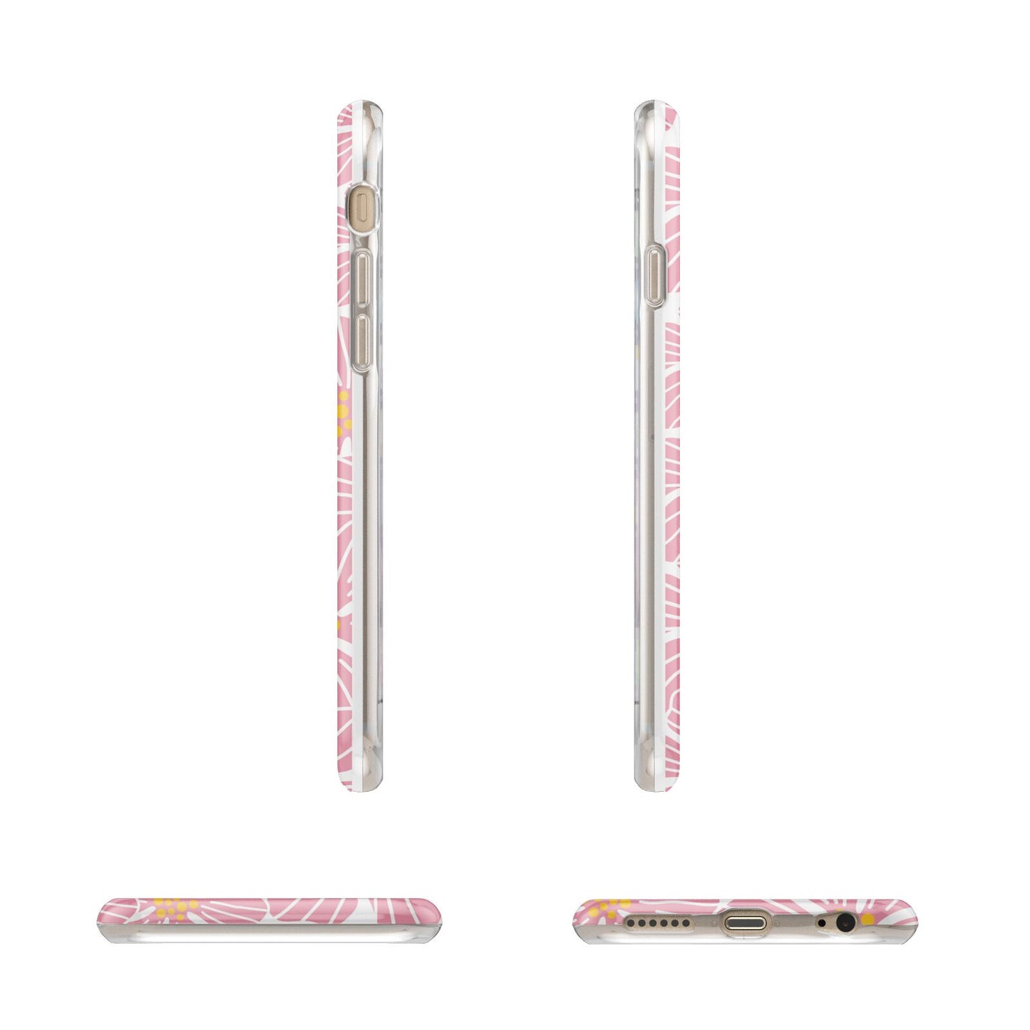 Pink Flowers Apple iPhone 6 3D Wrap Tough Case Alternative Image Angles