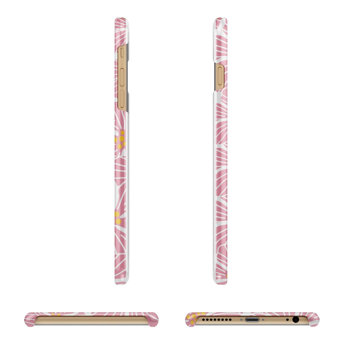 Pink Flowers Apple iPhone 6 Plus 3D Wrap Snap Case Angled Images