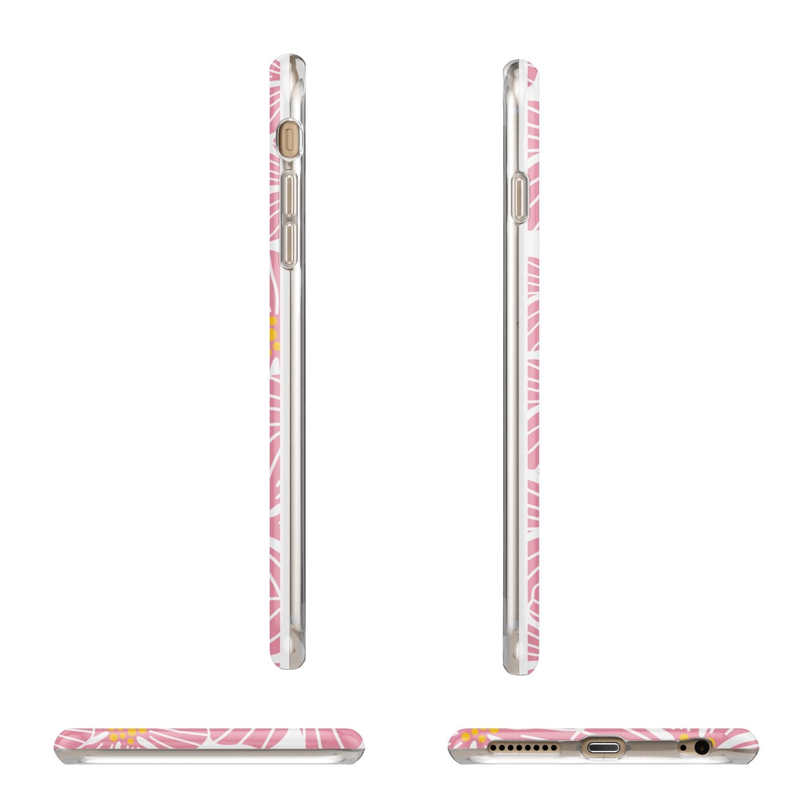 Pink Flowers Apple iPhone 6 Plus 3D Wrap Tough Case Alternative Image Angles