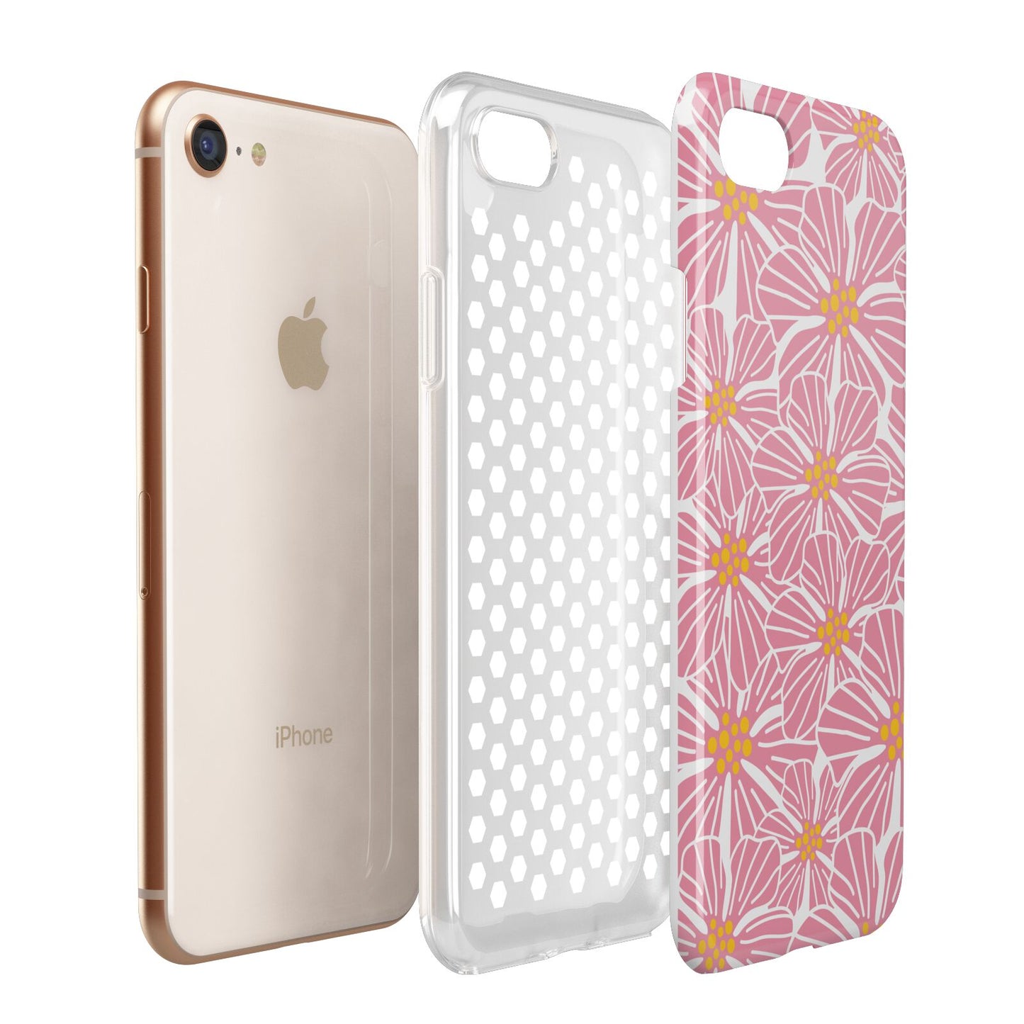 Pink Flowers Apple iPhone 7 8 3D Tough Case Expanded View