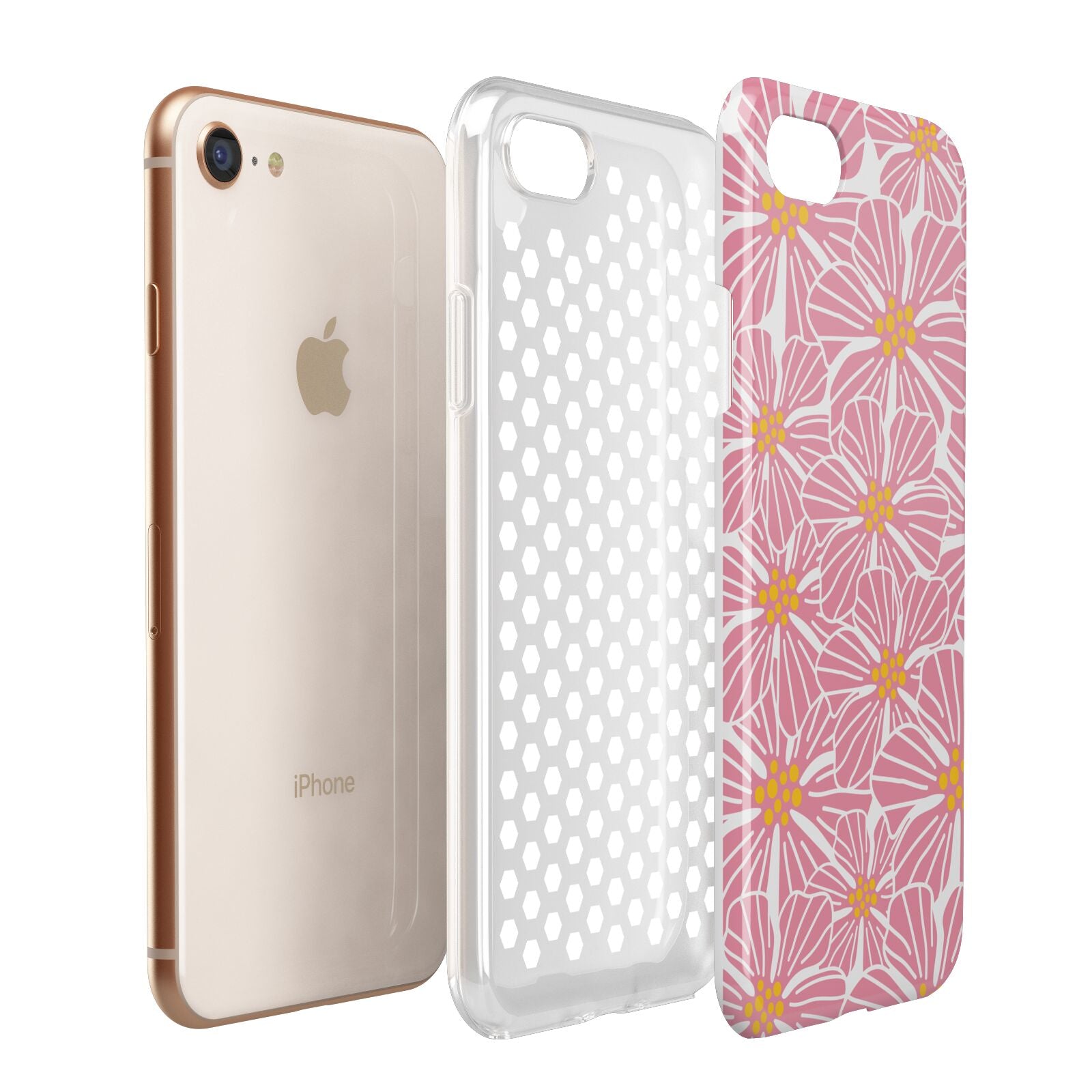 Pink Flowers Apple iPhone 7 8 3D Tough Case Expanded View