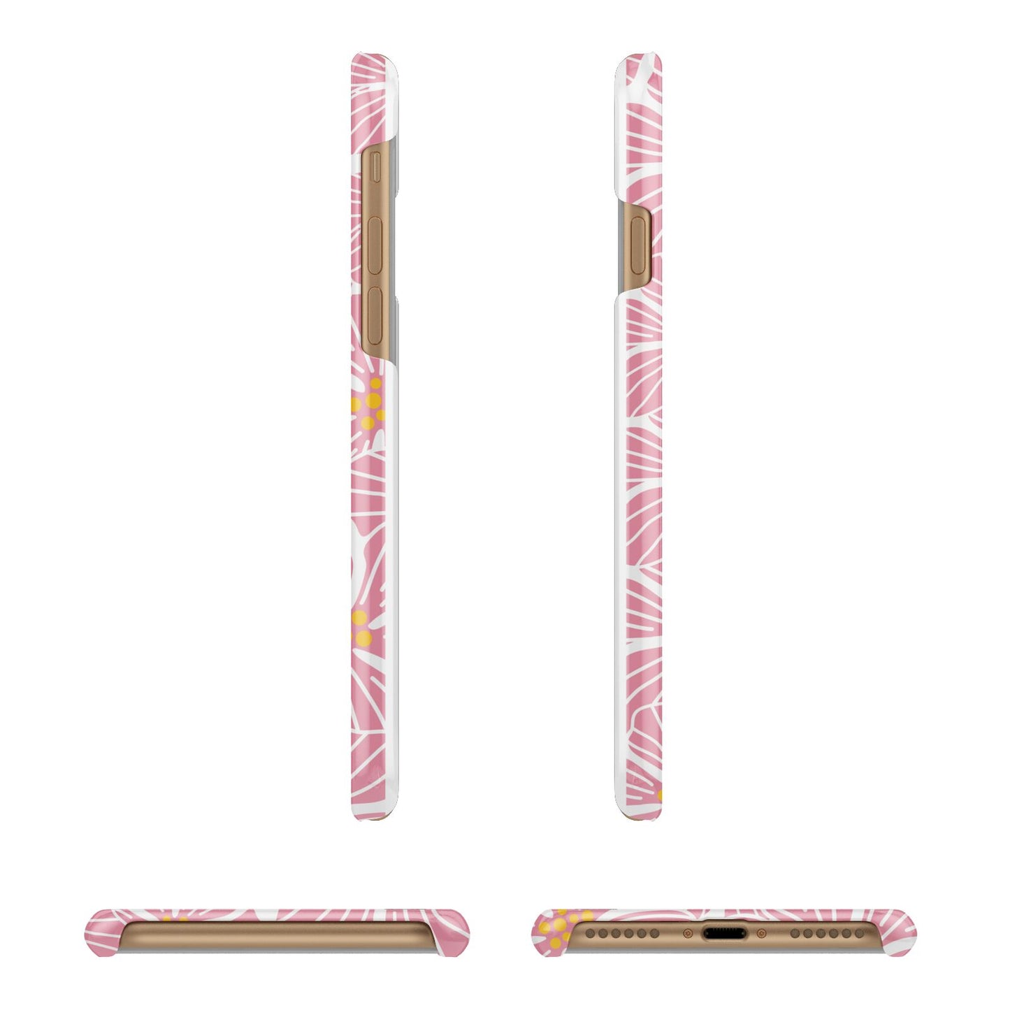 Pink Flowers Apple iPhone 7 8 3D Wrap Snap Case Angled Images