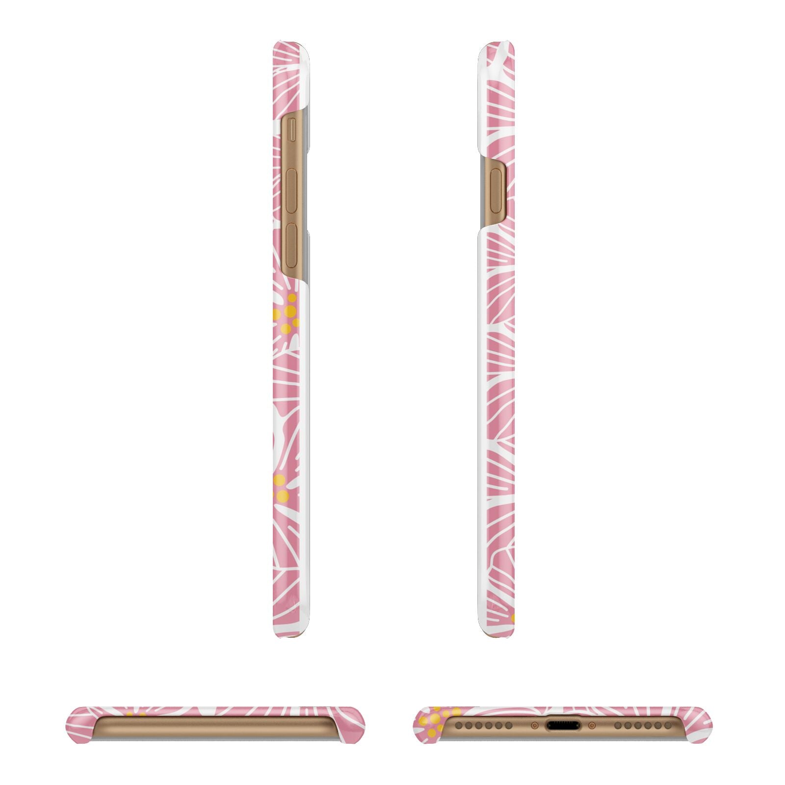 Pink Flowers Apple iPhone 7 8 3D Wrap Snap Case Angled Images