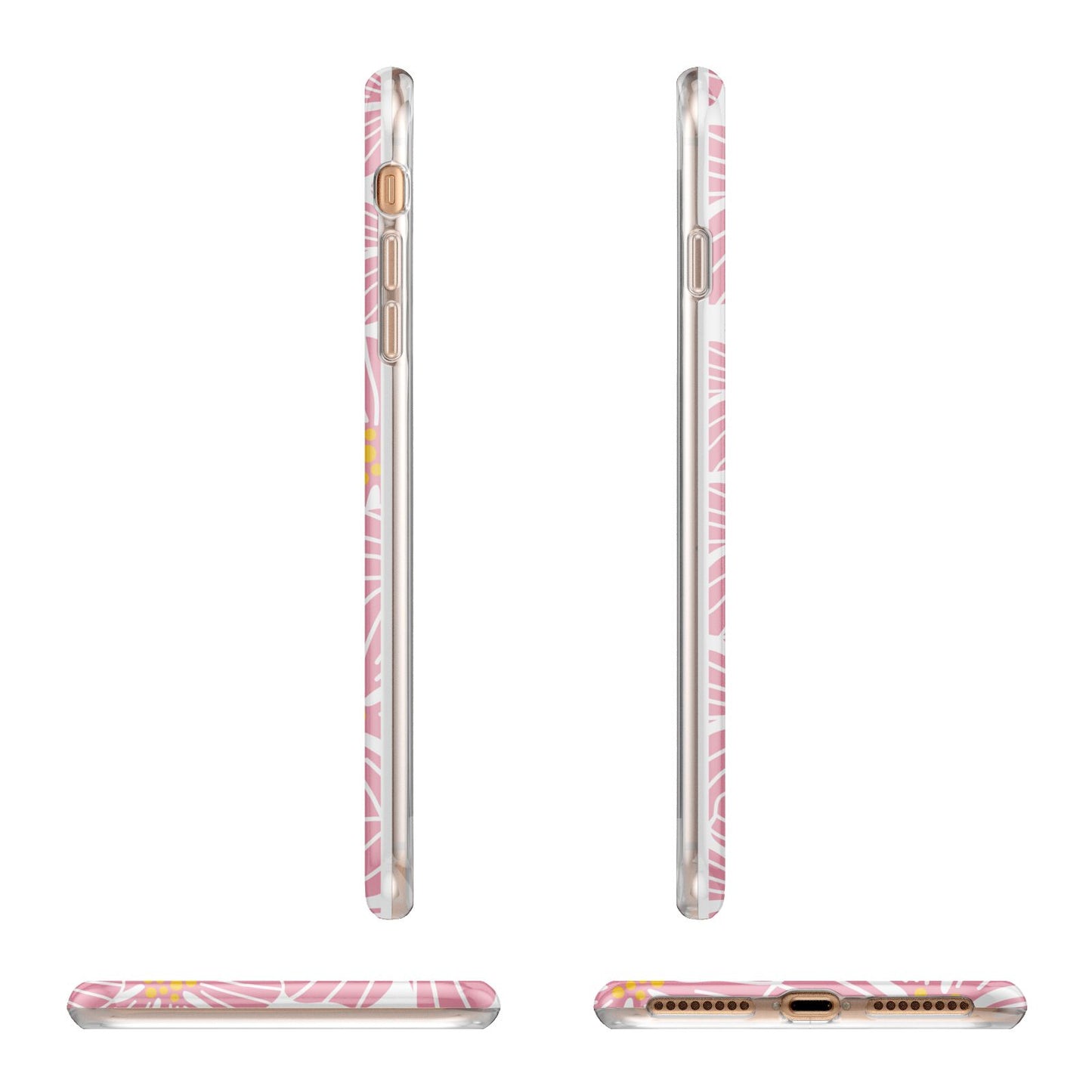 Pink Flowers Apple iPhone 7 8 Plus 3D Wrap Tough Case Alternative Image Angles