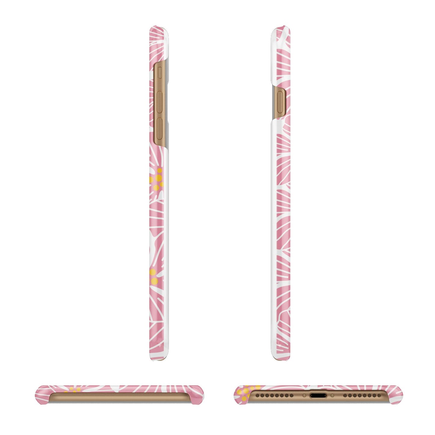 Pink Flowers Apple iPhone 7 Plus 3D Wrap Snap Case Angled Images