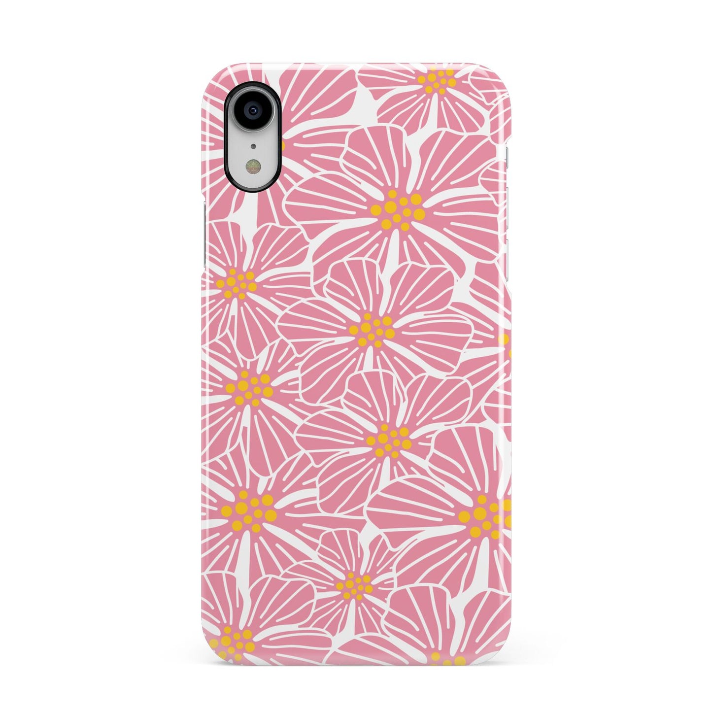 Pink Flowers Apple iPhone XR White 3D Snap Case