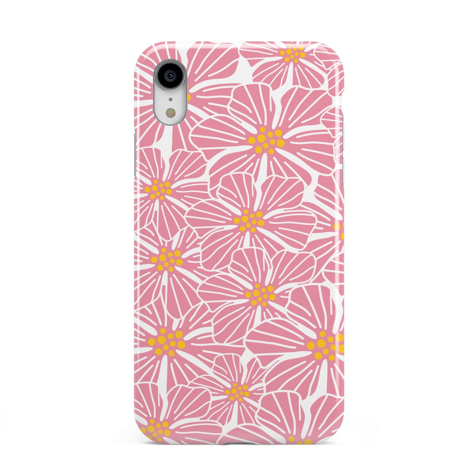 Pink Flowers Apple iPhone XR White 3D Tough Case