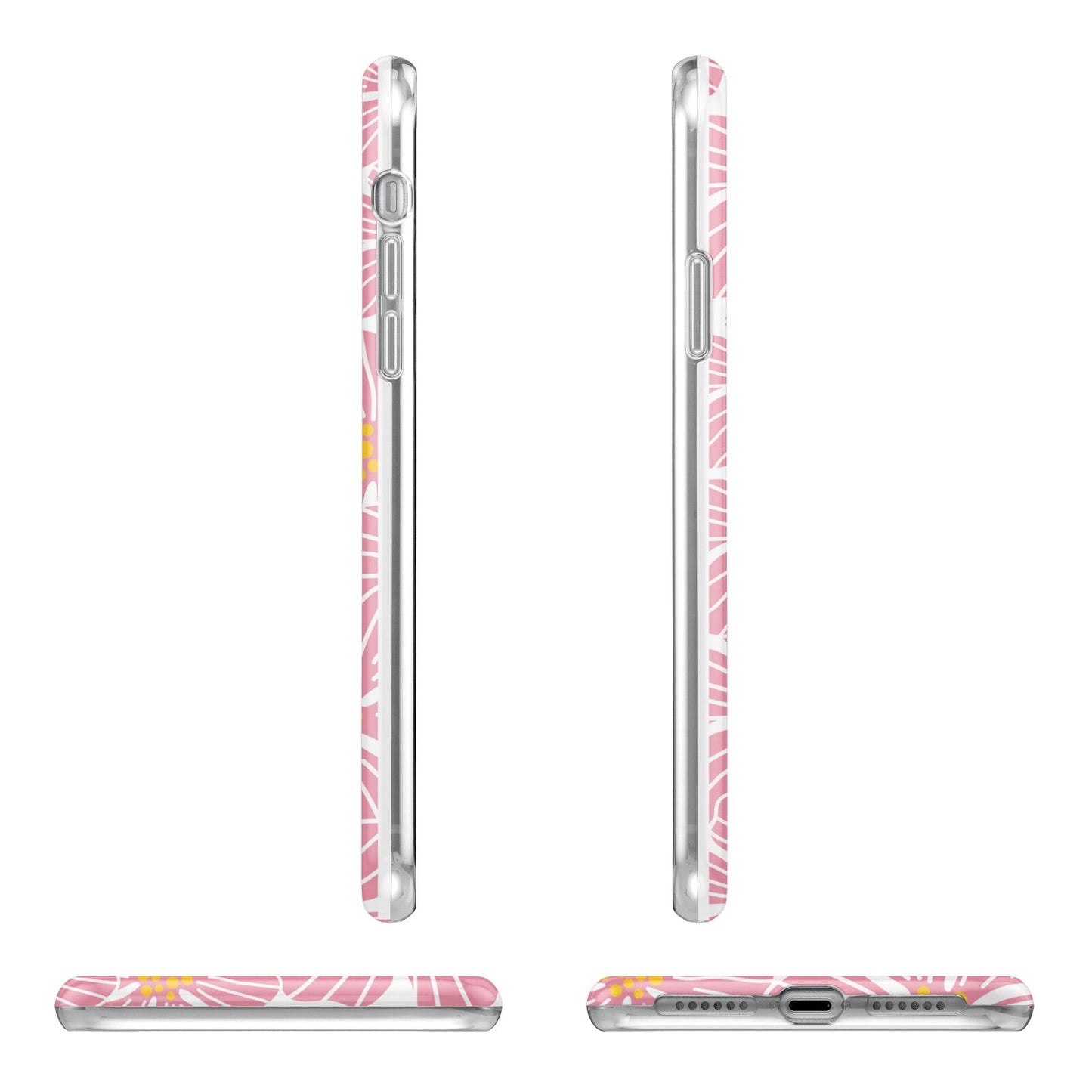 Pink Flowers Apple iPhone XR in White with 3D Wrap Tough Case Alternative Image Angles