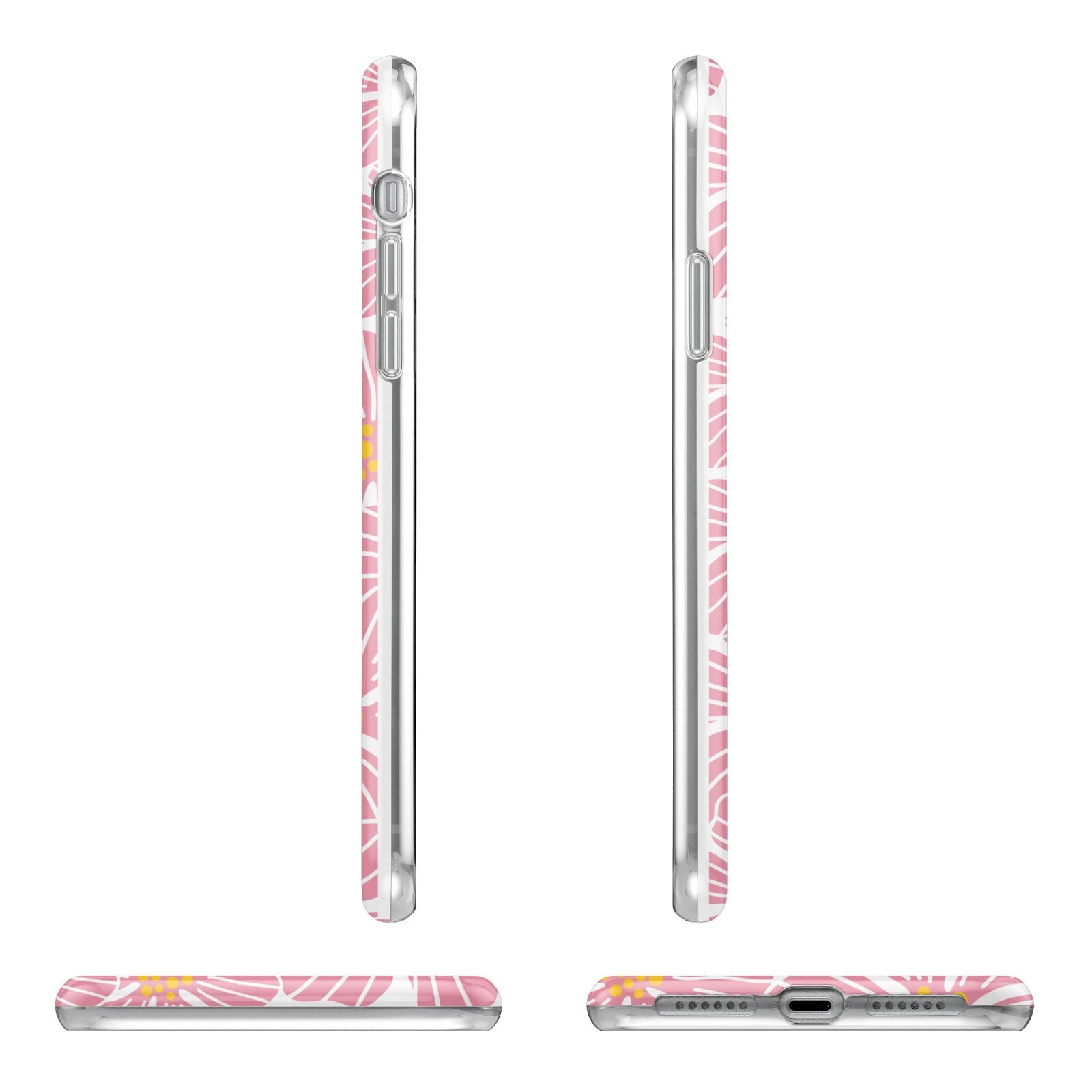 Pink Flowers Apple iPhone XR in White with 3D Wrap Tough Case Alternative Image Angles