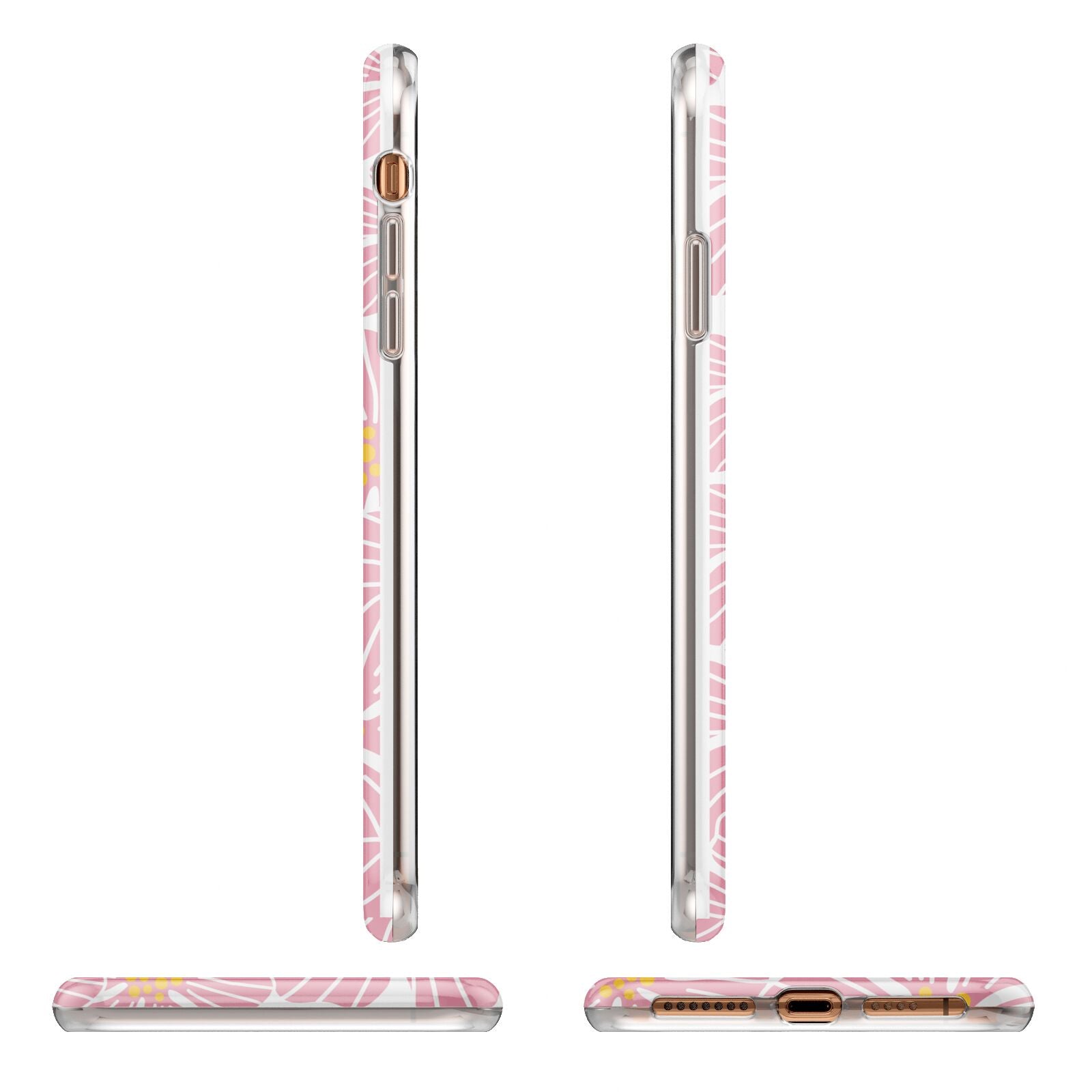 Pink Flowers Apple iPhone XS Max 3D Wrap Tough Case Alternative Image Angles