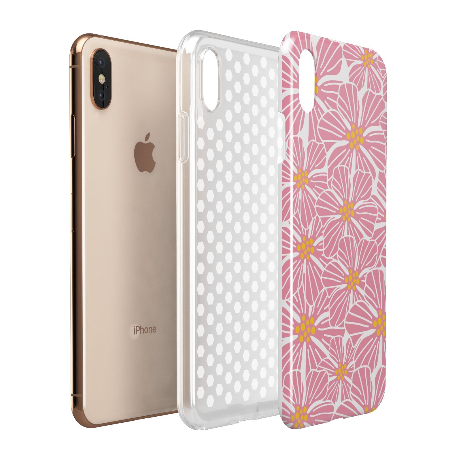 Pink Flowers Apple iPhone Xs Max 3D Tough Case Expanded View