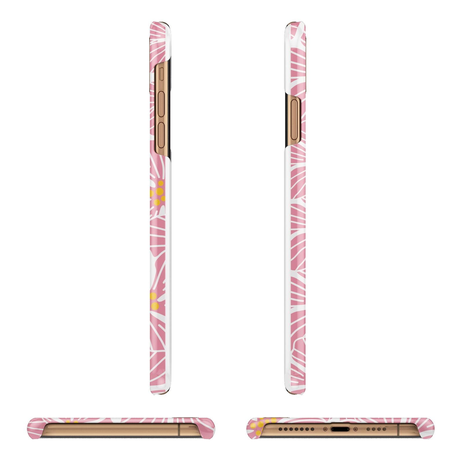 Pink Flowers Apple iPhone Xs Max 3D Wrap Snap Case Angled Images