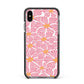 Pink Flowers Apple iPhone Xs Max Impact Case Black Edge on Black Phone