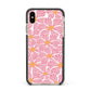 Pink Flowers Apple iPhone Xs Max Impact Case Black Edge on Gold Phone