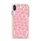 Pink Flowers Apple iPhone Xs Max Impact Case White Edge on Gold Phone