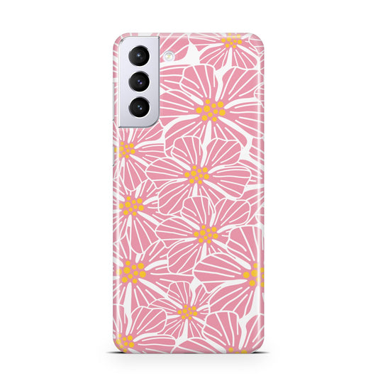 Pink Flowers Samsung S21 Plus Phone Case
