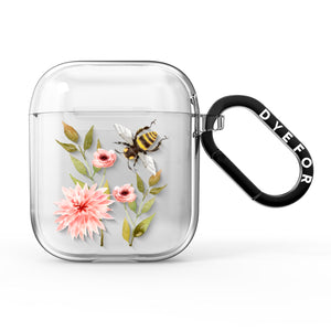 Pink Flowers and Bees AirPods Case
