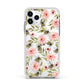 Pink Flowers and Bees Apple iPhone 11 Pro in Silver with White Impact Case