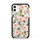 Pink Flowers and Bees Apple iPhone 11 in White with Black Impact Case