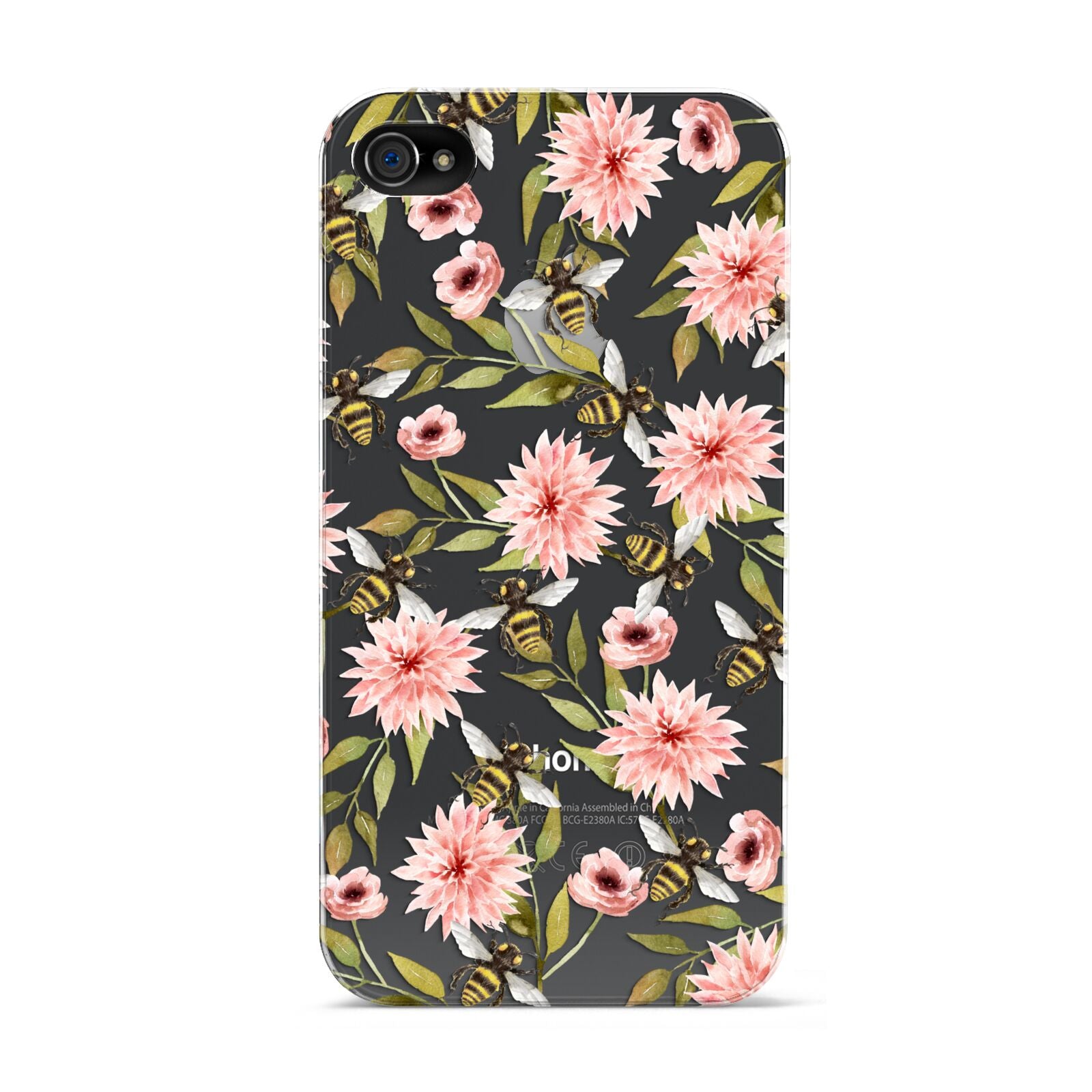 Pink Flowers and Bees Apple iPhone 4s Case