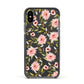 Pink Flowers and Bees Apple iPhone Xs Impact Case Black Edge on Black Phone