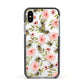 Pink Flowers and Bees Apple iPhone Xs Impact Case Black Edge on Silver Phone