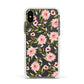 Pink Flowers and Bees Apple iPhone Xs Impact Case White Edge on Black Phone