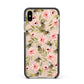 Pink Flowers and Bees Apple iPhone Xs Max Impact Case Black Edge on Gold Phone