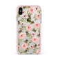 Pink Flowers and Bees Apple iPhone Xs Max Impact Case Pink Edge on Silver Phone