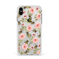 Pink Flowers and Bees Apple iPhone Xs Max Impact Case White Edge on Silver Phone