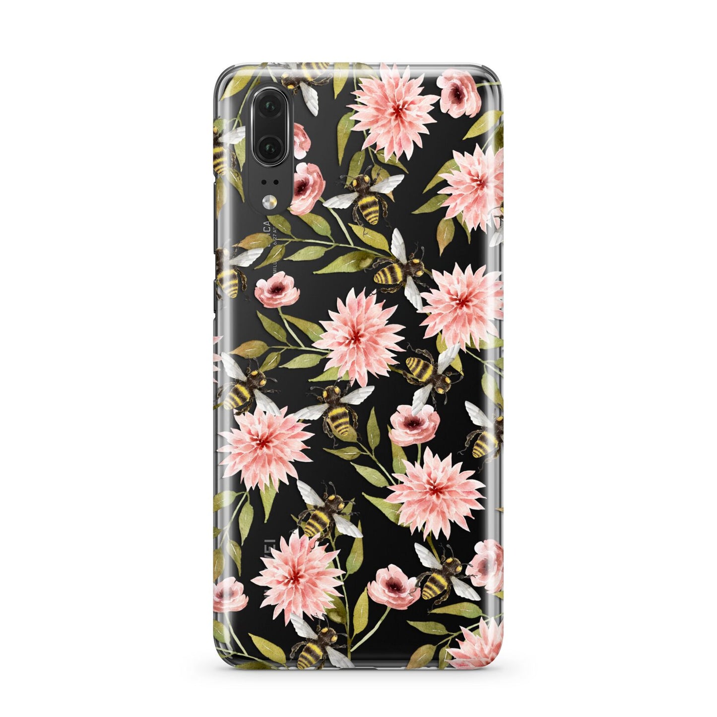 Pink Flowers and Bees Huawei P20 Phone Case